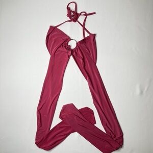 PrettyLittleThing Hot Pink Ring Detail Halterneck Crop Top Size 4